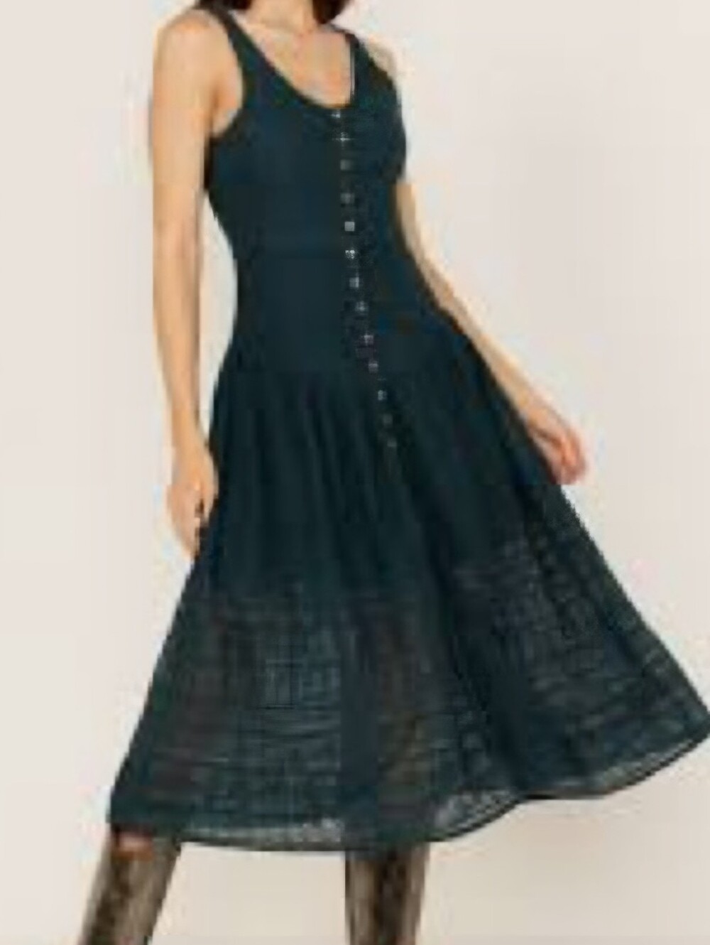 Shyanne Dark Teal Green Button-Front Midi Dress - Size L